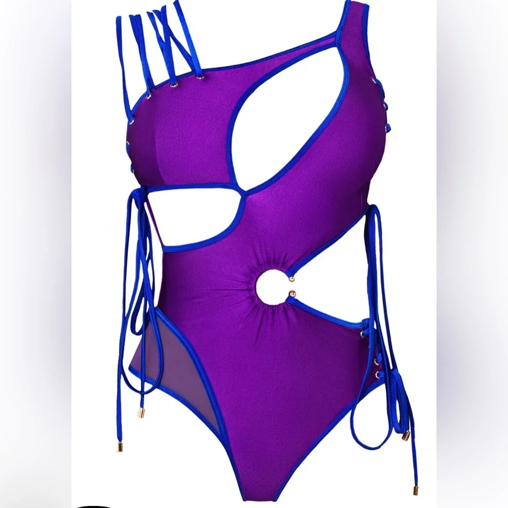 Bfyne Fiji Purple and Blue Stringy Swimsuit - Picture 4 of 10